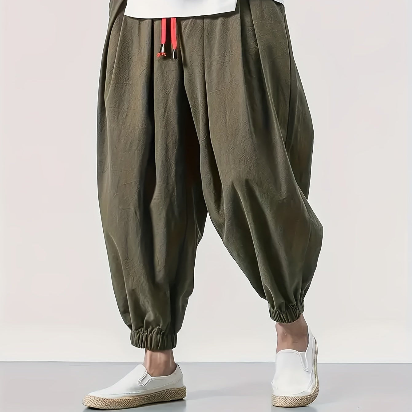 Homme - Pantalon de harem - Lin léger - Confortable et élégant pour un look décontracté