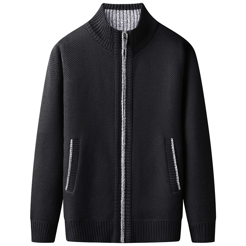 Hommes - Cardigan zippé - Tricot - Col montant et ourlet côtelé - Confort et style pour toutes les occasions