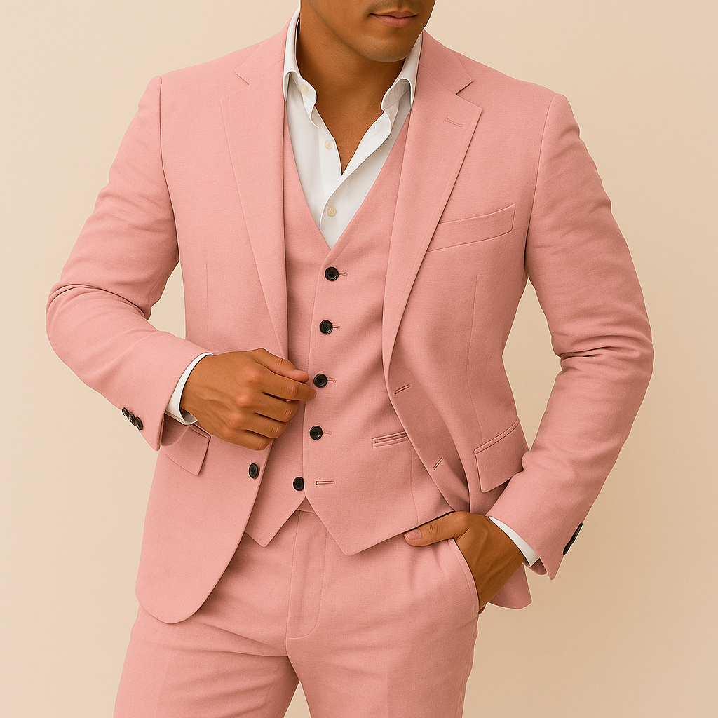 Hommes - Costume 3 pièces - Lin - Blazer, gilet et pantalon sur mesure pour occasions spéciales