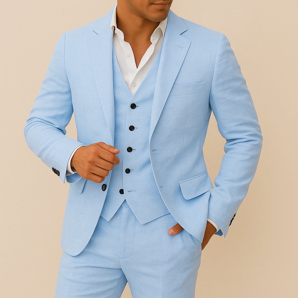 Hommes - Costume 3 pièces - Lin - Blazer, gilet et pantalon sur mesure pour occasions spéciales