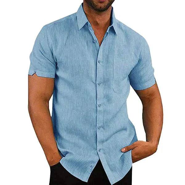 Hommes - Chemise en lin - Élégante et légère - Style décontracté - Idéale pour l'été