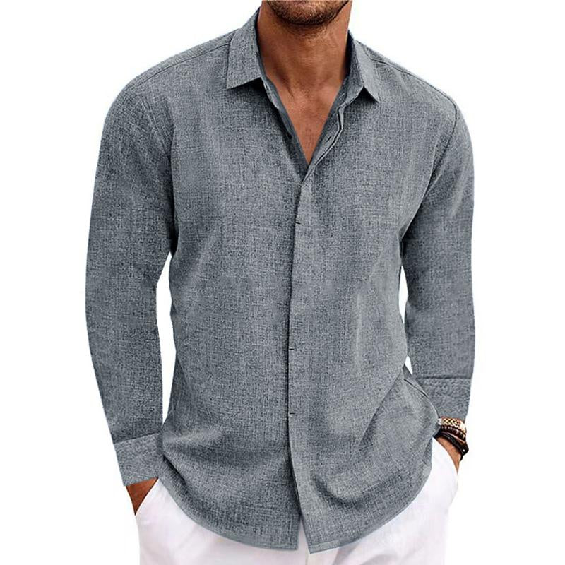 Hommes - Chemise - Manches longues en lin et coton - Confortable et décontractée - Idéale pour l'été