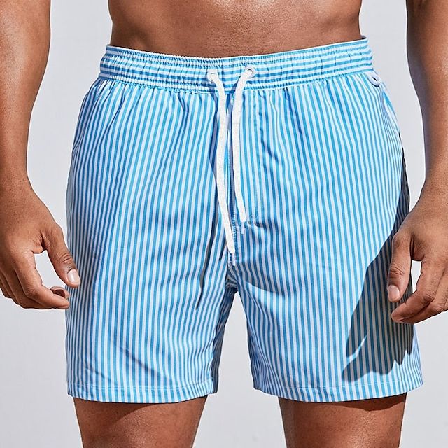 Hommes - Short de bain - Coton rayé - Idéal pour l'été et les activités aquatiques