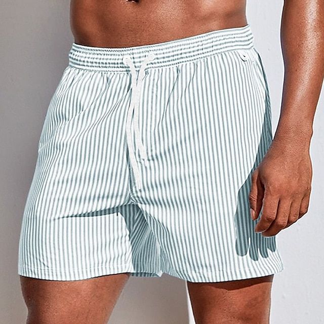 Hommes - Short de bain - Coton rayé - Idéal pour l'été et les activités aquatiques