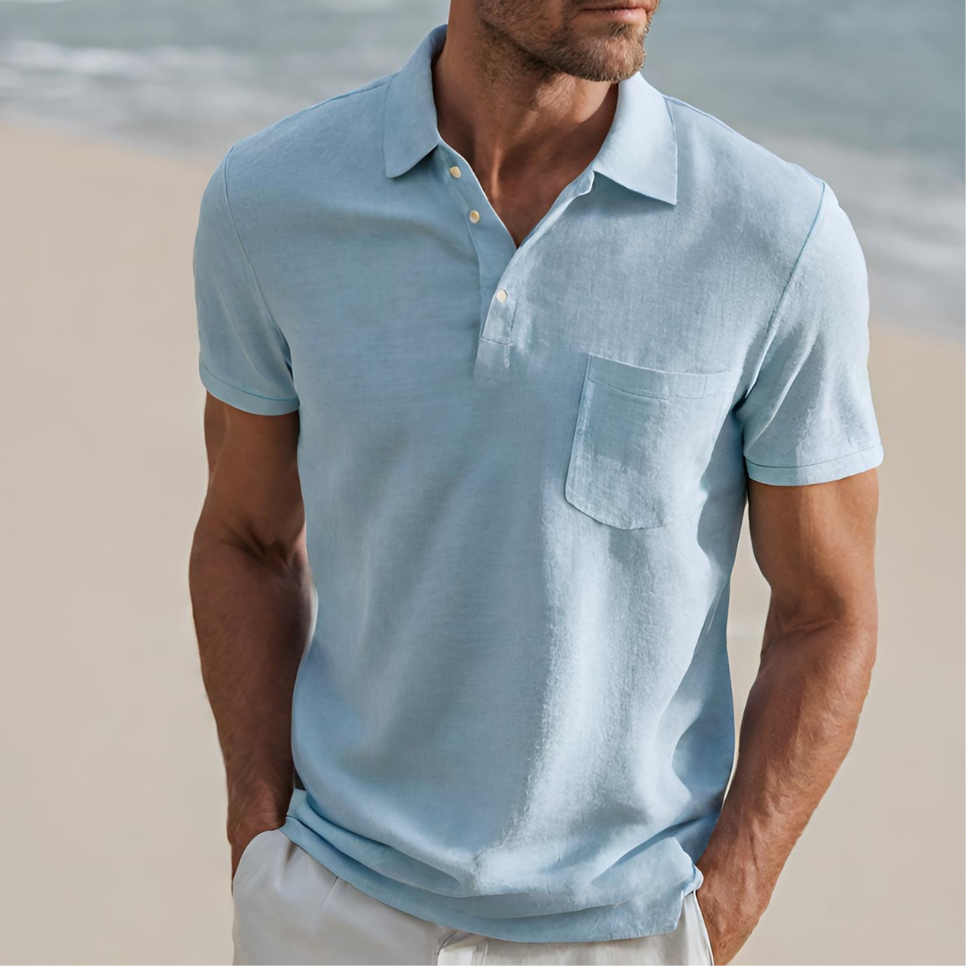 Hommes - Polo - Lin de luxe - Haut d'été léger et respirant - Confort et style
