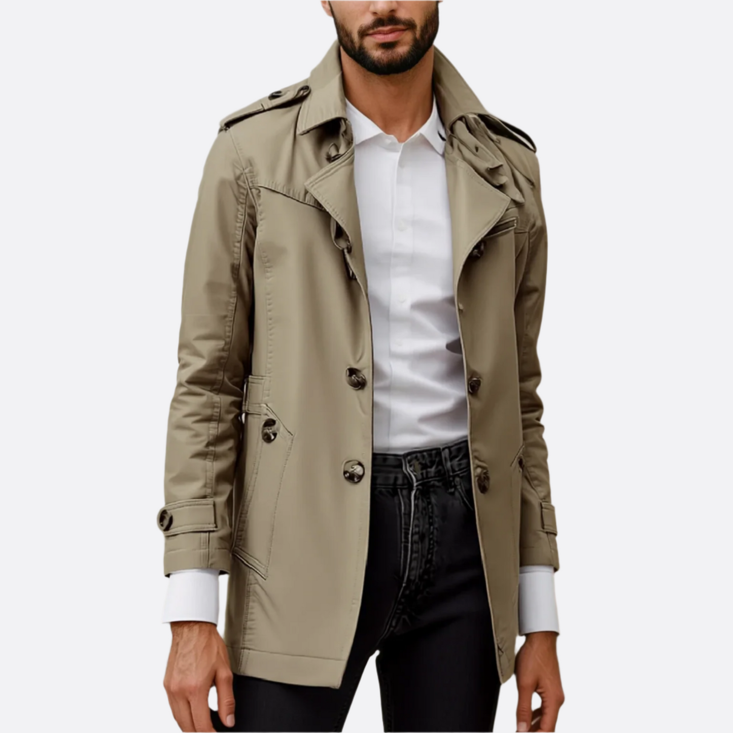 Hommes - Trench-coat croisé - Ceinturé - Manteau imperméable élégant pour chaque saison