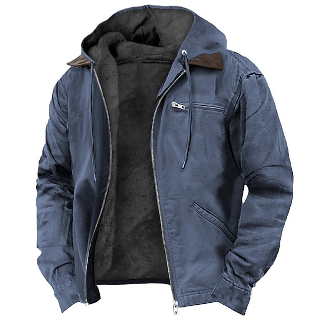 Hommes - Veste de travail à capuche en sherpa - Coton mélangé - Doublée et zippée, Confort et la chaleur