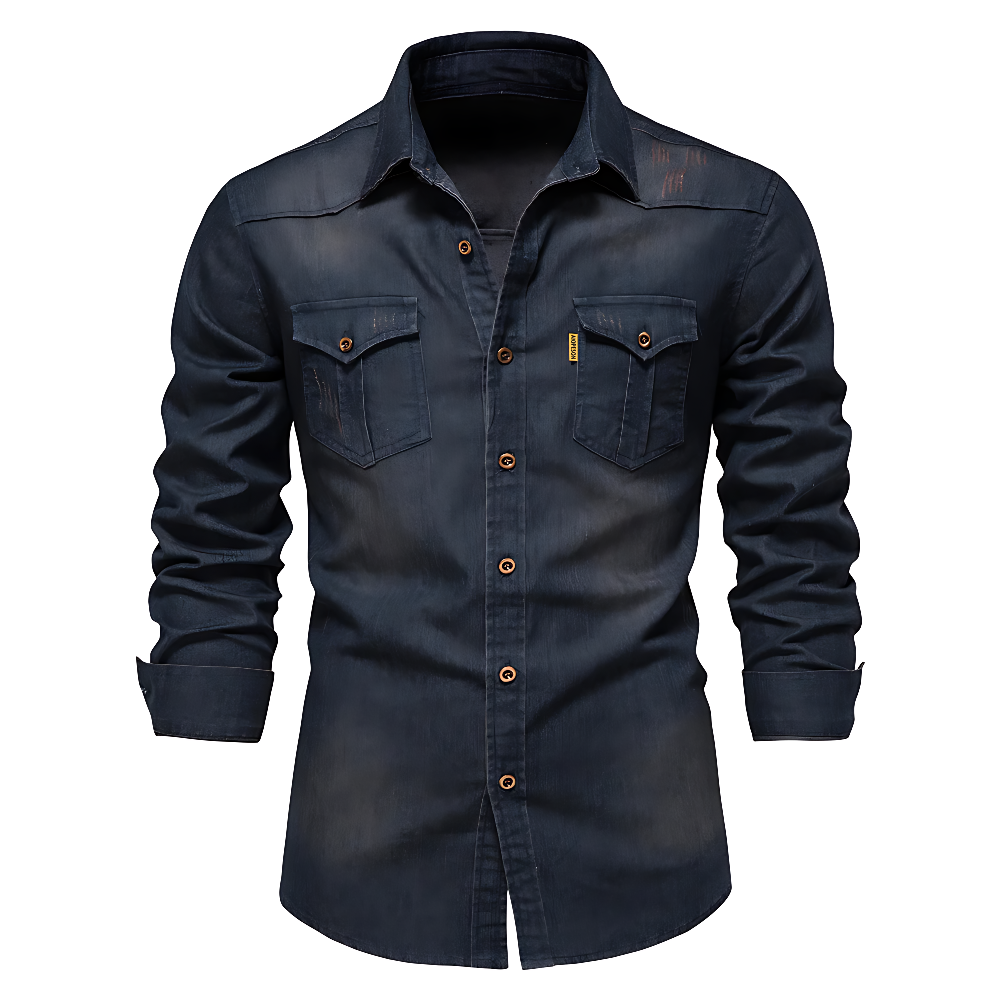Homme - Chemise en adaptatif - Denim de coton Coupe ajustée pour le confort et le style - Parfaite pour les tenues décontractées