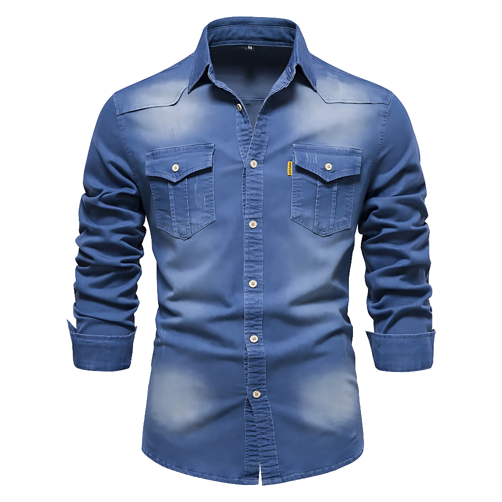 Homme - Chemise en adaptatif - Denim de coton Coupe ajustée pour le confort et le style - Parfaite pour les tenues décontractées
