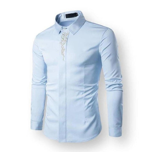 Hommes - Chemise habillée brodée - Coton - Élégance intemporelle - Parfaite pour les occasions spéciales