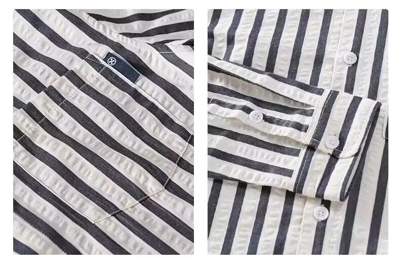 Hommes - Chemise à rayures - Mélange de coton doux - Élégante chemise décontractée pour toutes les occasions