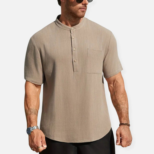 Hommes - Chemise en lin boutonnée - Respirante et élégante - Idéale pour les journées chaudes