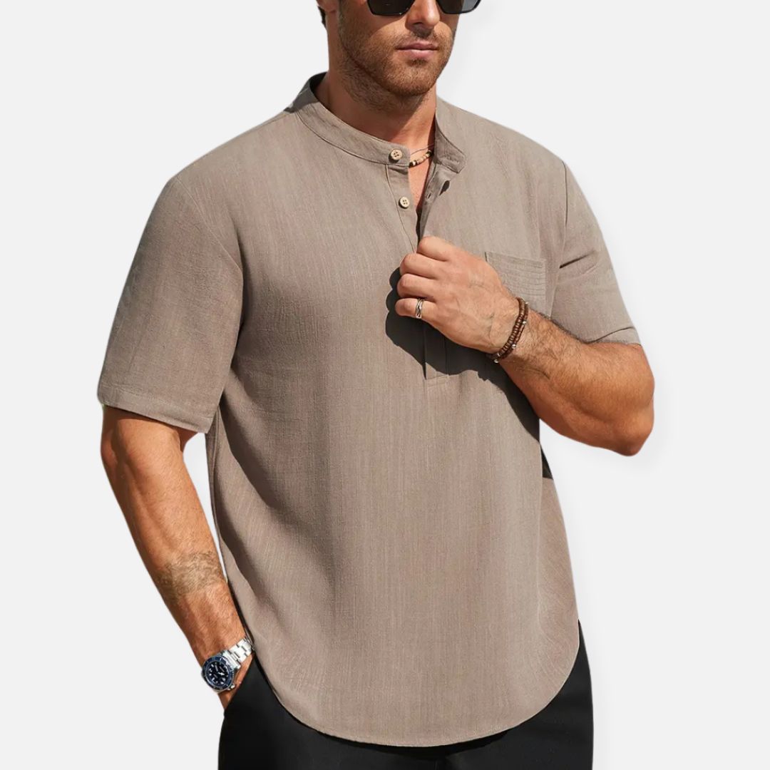 Hommes - Chemise en lin boutonnée - Respirante et élégante - Idéale pour les journées chaudes