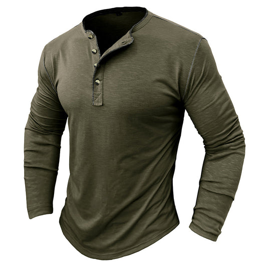 Hommes - Shirt Henley quotidien - Mélange de coton doux - Tenue décontractée confortable