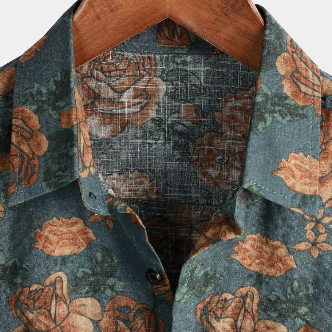 Hommes - Chemise Vintage Blossom - Coton léger - Imprimé floral élégant pour un style décontracté