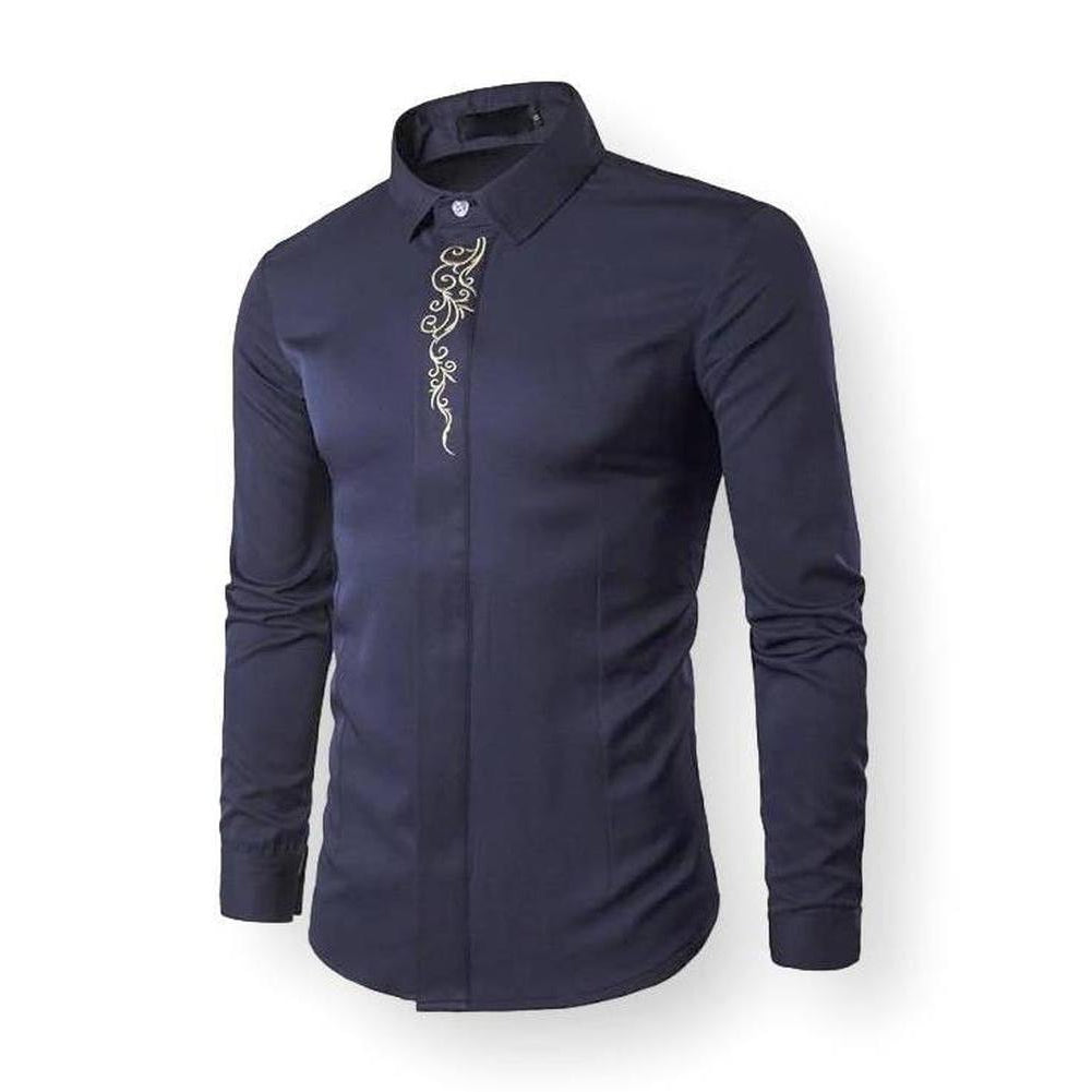 Hommes - Chemise habillée brodée - Coton - Élégance intemporelle - Parfaite pour les occasions spéciales