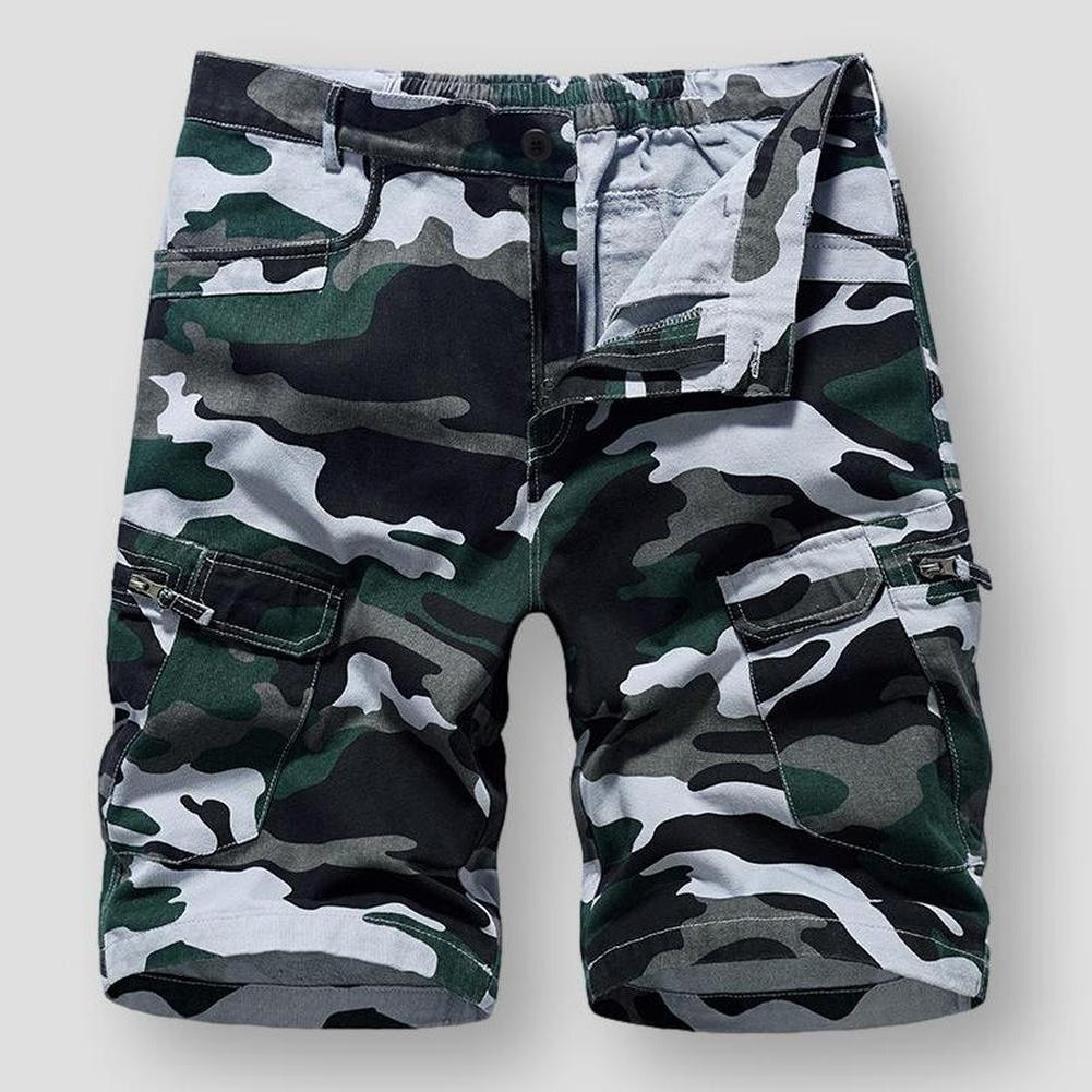 Hommes - Short Cargo Camo - Mélange de coton confortable - Short utilitaire pour aventures en plein air