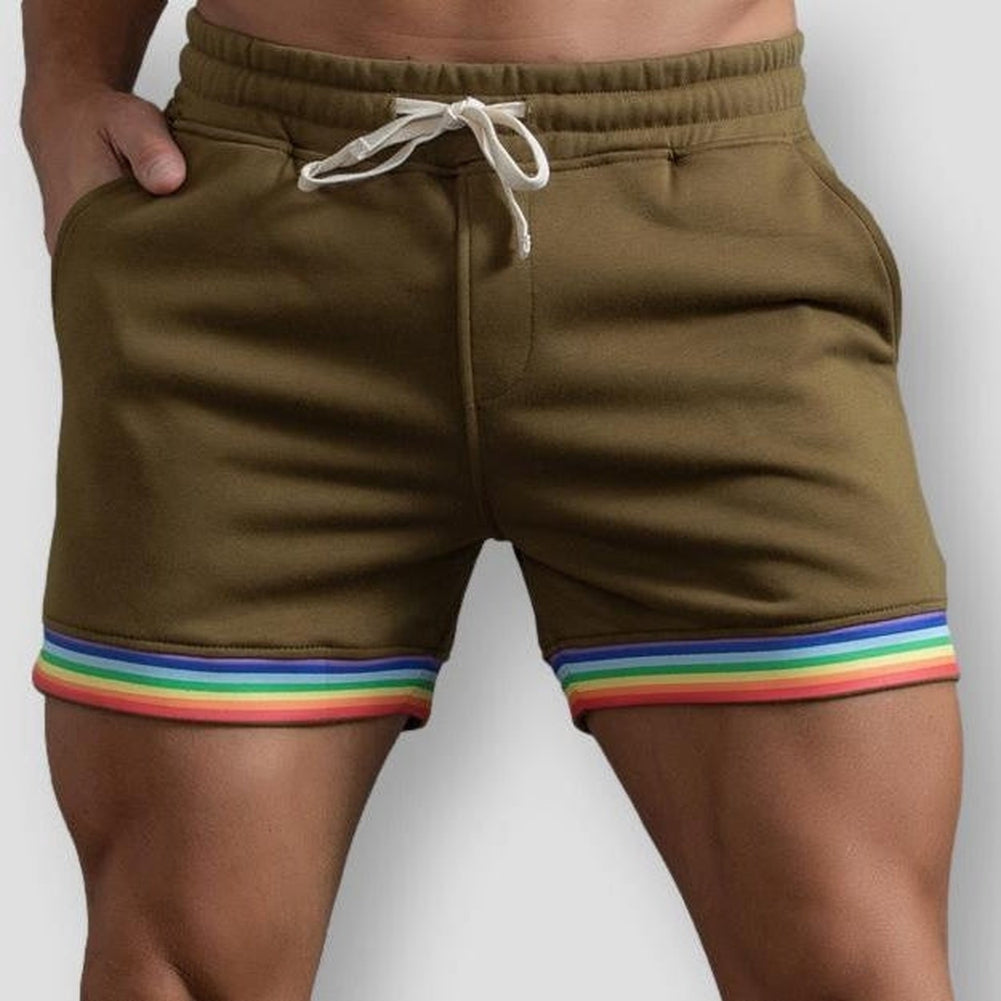 Hommes - Short en coton arc-en-ciel - Mode estivale colorée - Confort et style - Pantalon tendance
