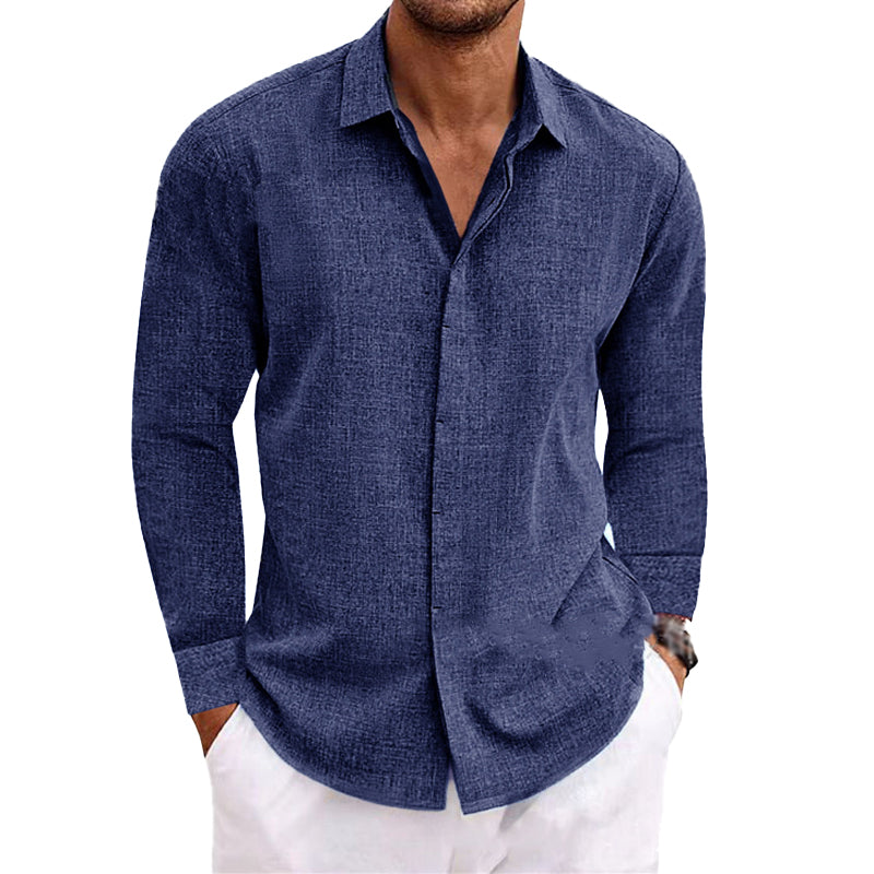 Hommes - Chemise - Manches longues en lin et coton - Confortable et décontractée - Idéale pour l'été