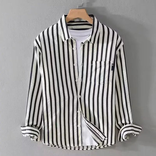 Hommes - Chemise à rayures - Mélange de coton doux - Élégante chemise décontractée pour toutes les occasions