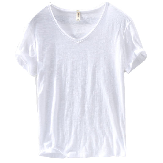 Hommes - Chemise à col en V - Mélange coton-linium - Élégance décontractée pour toutes les occasions