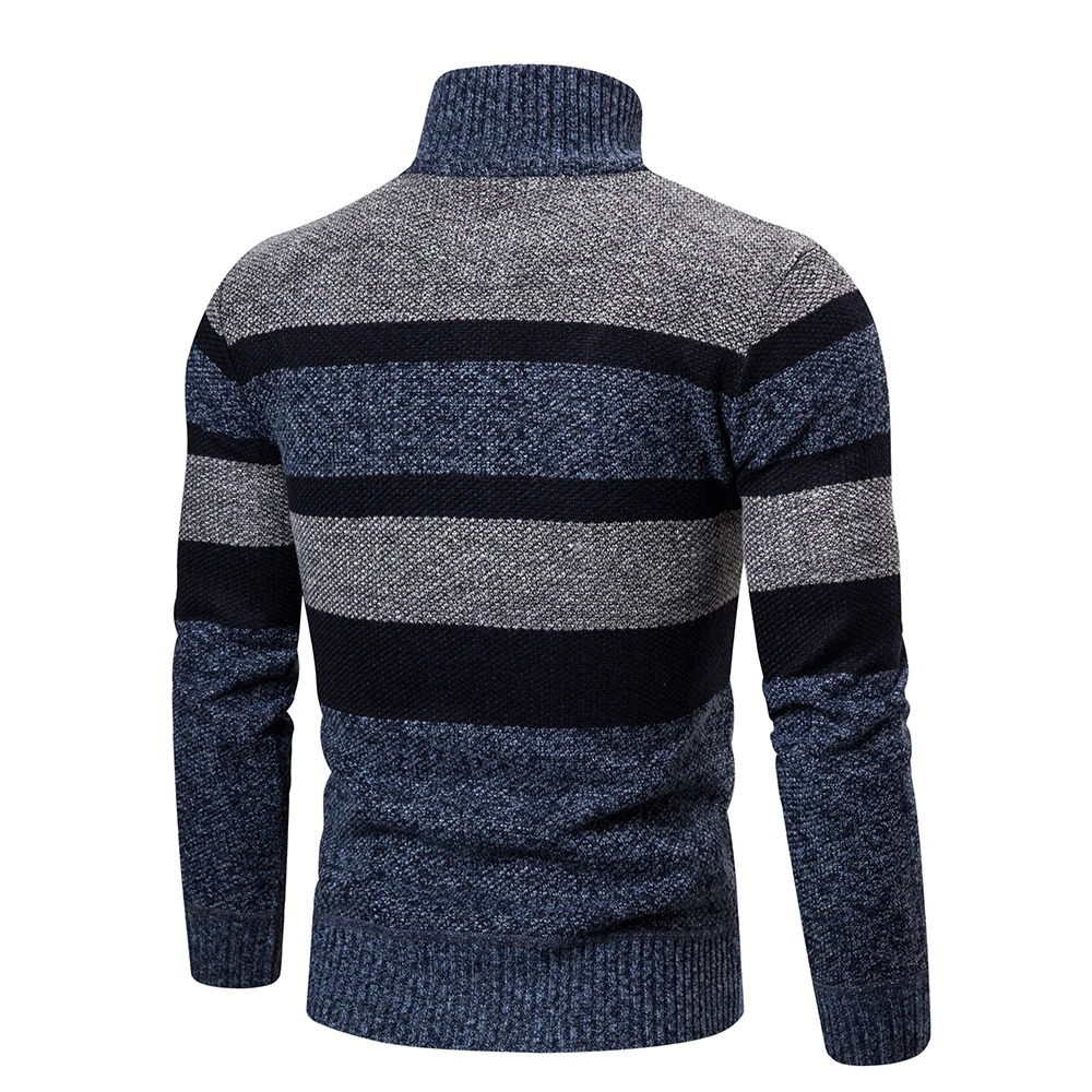 Hommes - Cardigan rayé en maille - Col montant confortable - Vêtement tendance pour un style décontracté