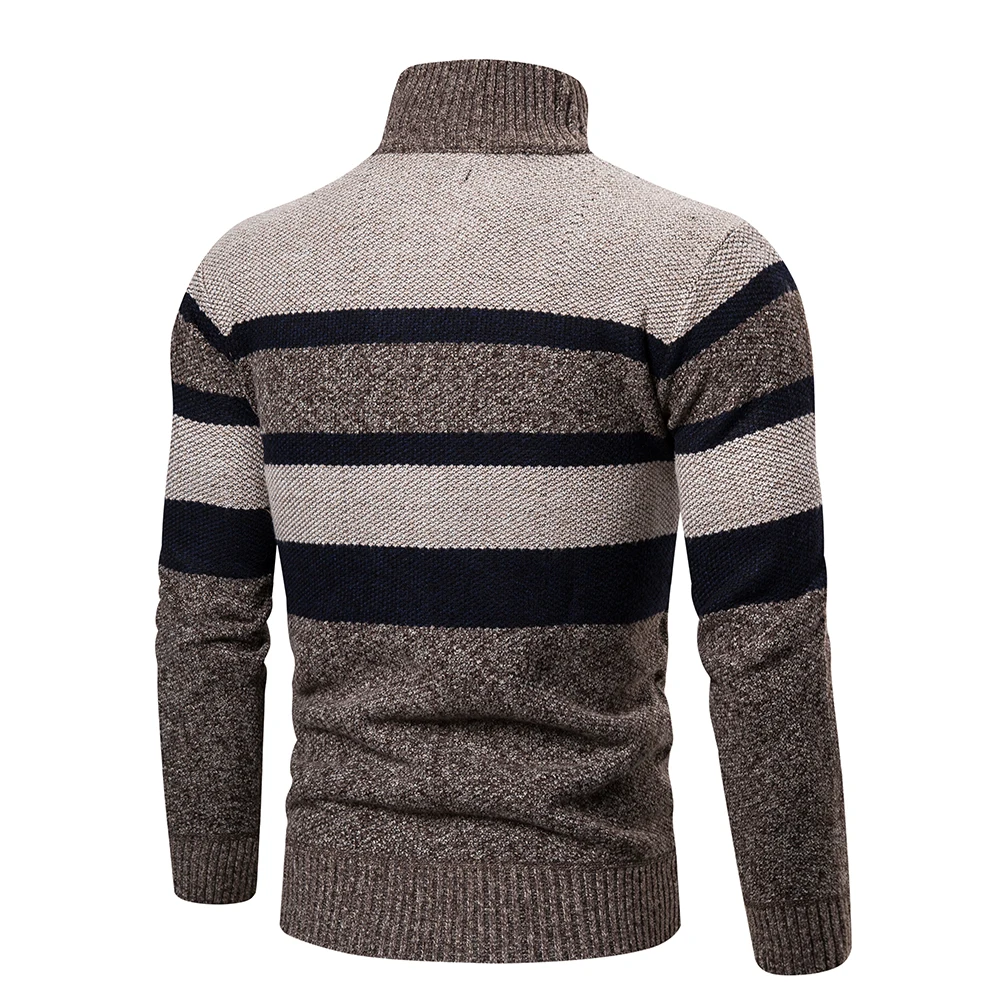 Hommes - Cardigan rayé en maille - Col montant confortable - Vêtement tendance pour un style décontracté
