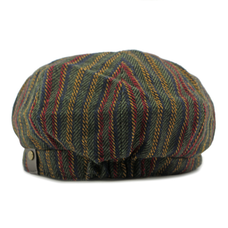 Hommes - Chapeau Newsboy Vintage Rayé - Mélange de coton et de lin - Élégant et Confortable - Style Bohème