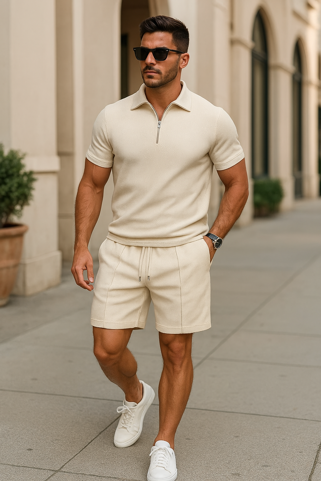 Hommes - Polo - Demi-zip - Polyester souple et respirant - Mode classique et confortable
