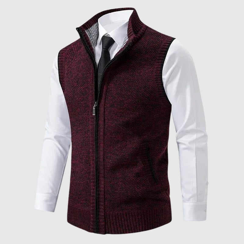 Hommes - Gilet zippé - Doux mélange de lain - Tricot douillet et confortable - Tendance pour un style décontracté