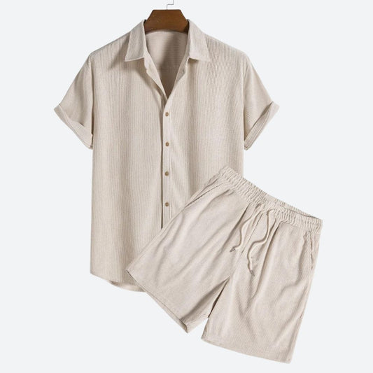 Hommes - Ensemble de chemises - Tissu velours côtelé - Tenue élégante pour l'été