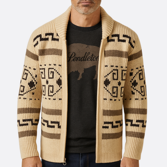 Hommes - Cardigan zippé - Tricot doux - col châle élégant - Confort et style pour toutes les occasions