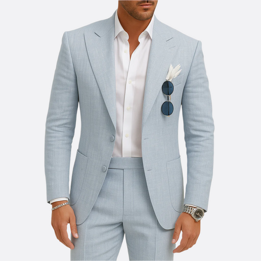 Hommes - Costume de mariage 2 pièces en lin pour homme - Élégant et léger - Parfait pour les cérémonies