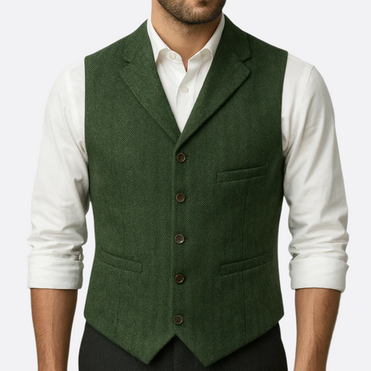 Hommes - Gilet de Costume - Tissu Polyester - Gilet Sans Manches à Boutons - Élégance Classique pour Toutes Occasions