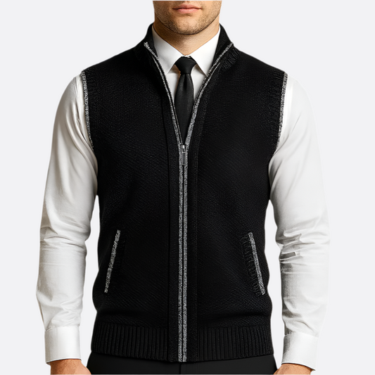 Hommes - Gilet zippé - Doux mélange de lain - Tricot douillet et confortable - Tendance pour un style décontracté
