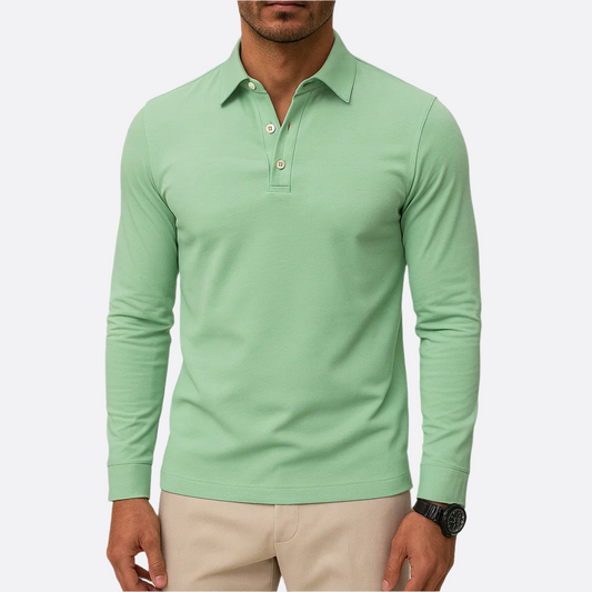 Hommes - Polo à manches longues - Coton - Coupe ajustée - Élégance et Confort au Quotidien
