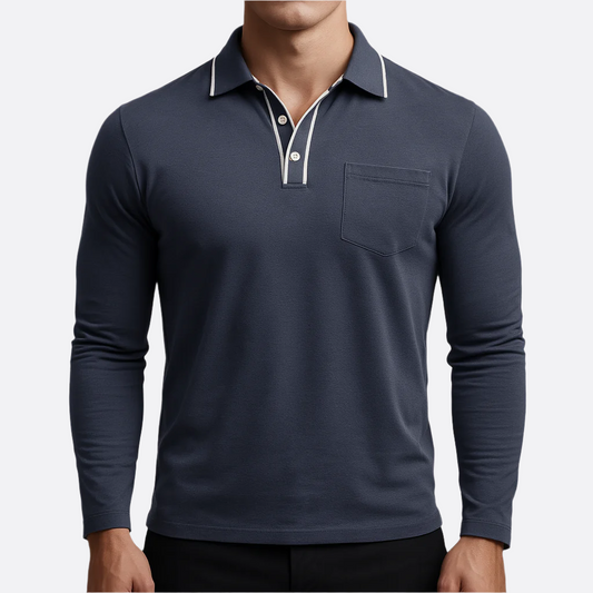 Hommes - Polo à manches longues - Coton doux - Tenue décontractée et élégante pour un style moderne