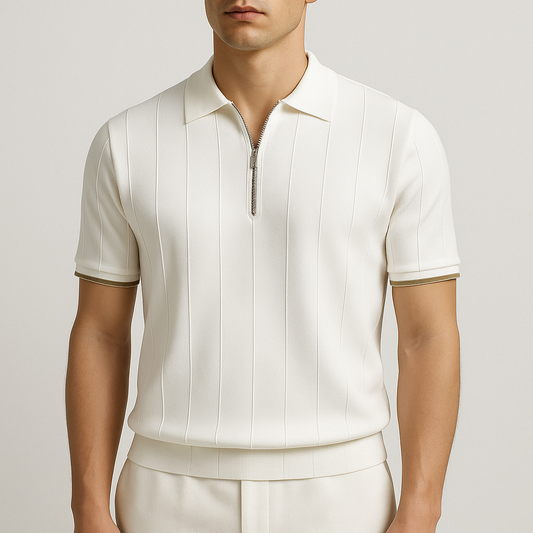 Hommes - Polo zippé confortable - Mélange de coton - Élégance décontractée pour toutes les occasions
