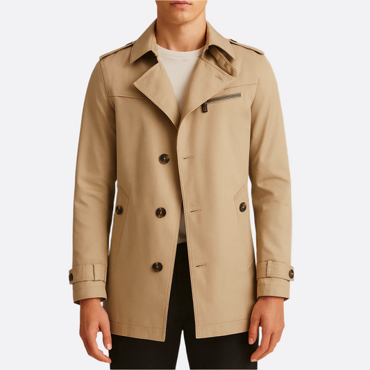 Hommes - Trench-coat croisé - Ceinturé - Manteau imperméable élégant pour chaque saison