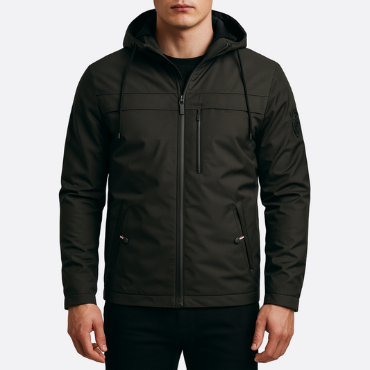Hommes - Veste Coupe-Vent Cozy Noir - Doublure Chaude - Idéale pour les Jours Froids
