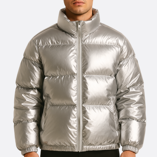Hommes - Veste d'hiver en duvet - Finition brillante - Vêtement extérieur chaud et élégant - Mode masculine confortable