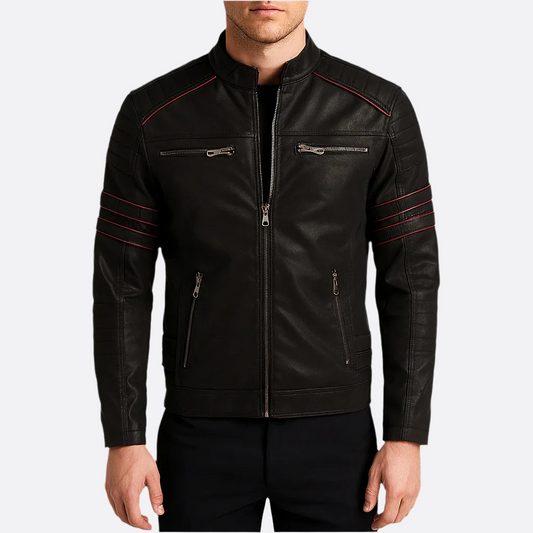 Hommes - Veste de motard élégante - Matière résistante - Fermeture zippée - Style tendance pour toutes les occasions