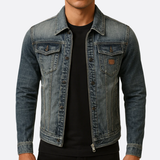 Hommes - Veste en classique - Denim robuste - Poches avant boutonnées - Veste tendance pour un look décontracté