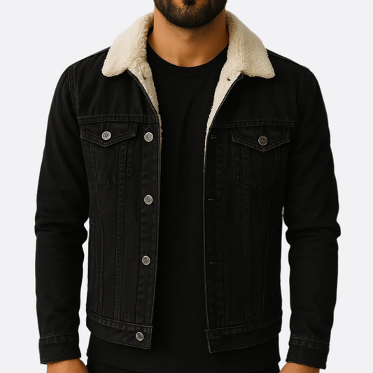 Hommes - Veste en jean doublée - Denim robuste - Vêtements d'extérieur chauds et durables - Veste polyvalente