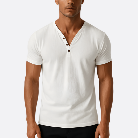 Hommes - Chemise classique à col en V - Coton - Idéale pour un Style Quotidien - Vêtements tendance