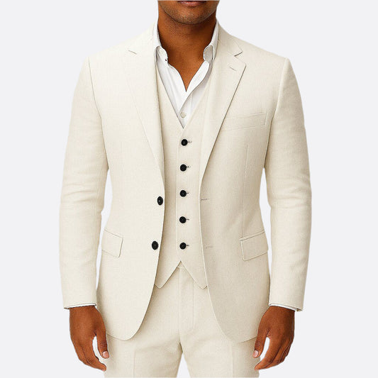 Hommes - Costume 3 pièces - Lin - Blazer, gilet et pantalon sur mesure pour occasions spéciales