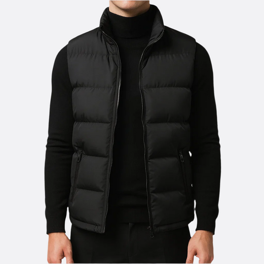 Hommes - Gilet d'hiver - Design zippé élégant - Finition matelassée - Vêtement chaud et stylé pour l'hiver