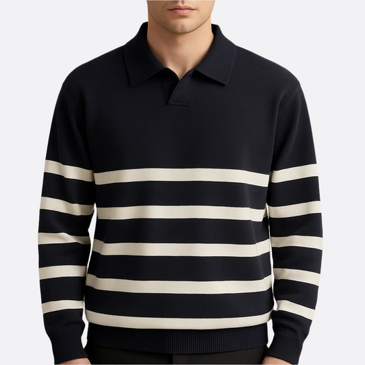 Hommes - Pull rayé chic - Tissu tricoté douillet - Tenue décontractée élégante pour un style moderne