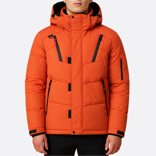 Hommes - Veste d'hiver - Tissu imperméable - Manteau rembourré chaud avec capuche - Veste d'hiver confortable