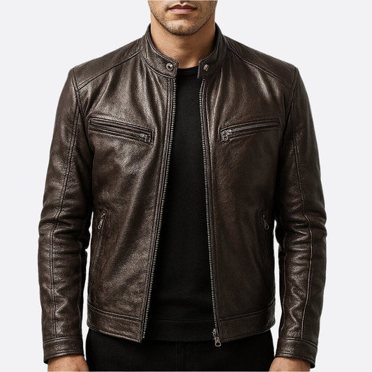 Hommes - Veste de motard décontractée - Matériaux durables - Veste en cuir pour un style intemporel